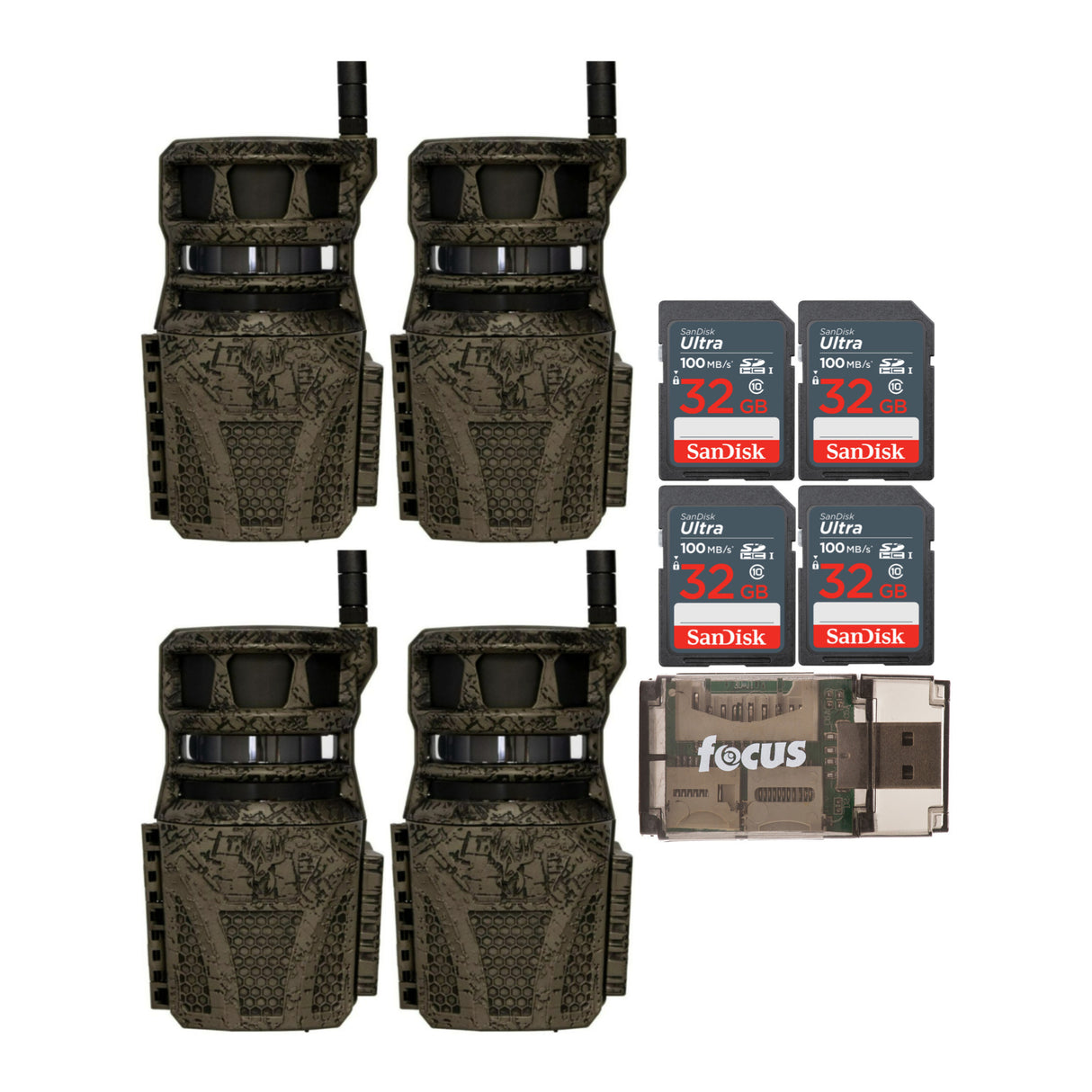 Wildgame Innovations Orbit 360-Degree 36MP Trail Camera (4-Pack) with Memory Card (4-Pack) Bundle