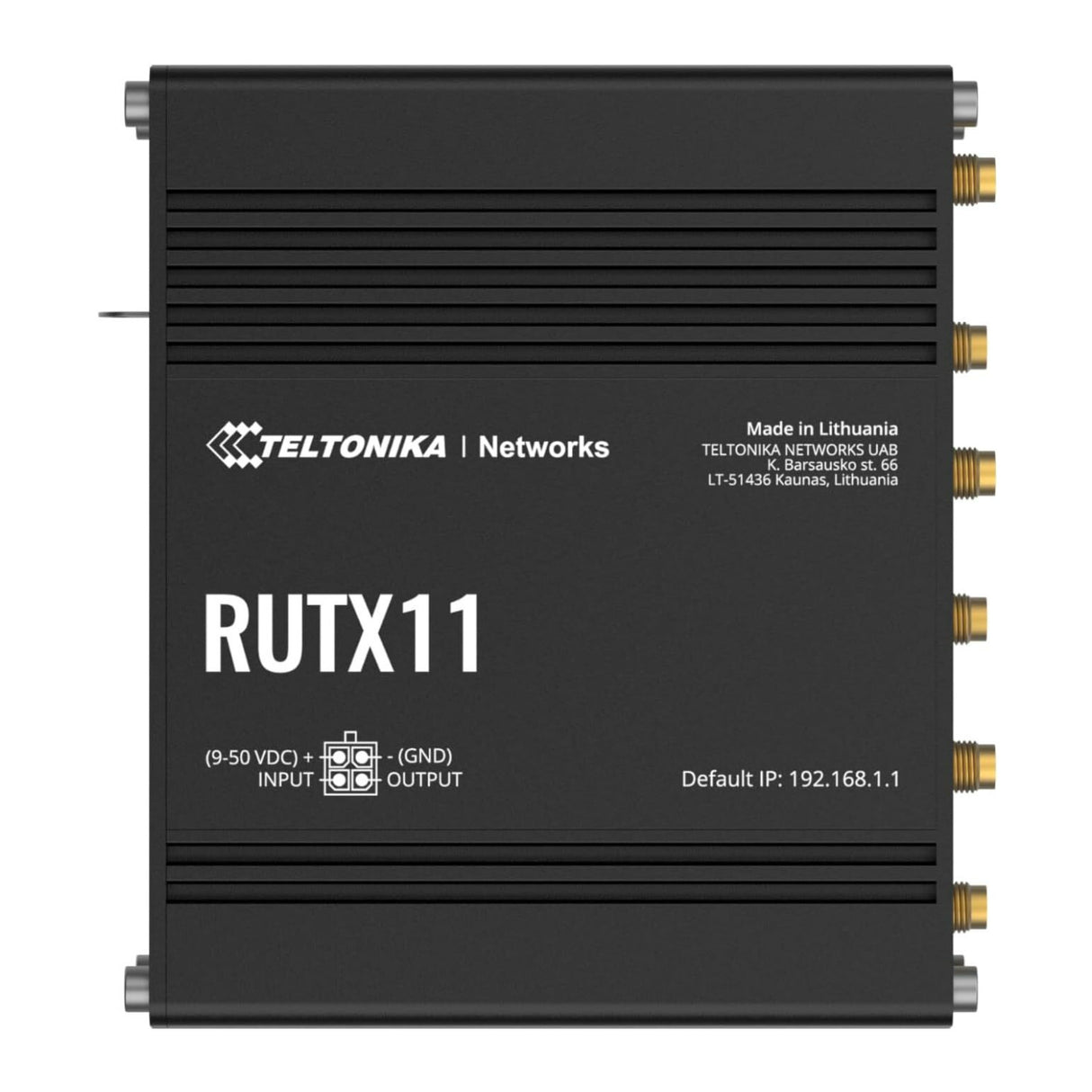 Teltonika RUTX11 LTE Cat 6 Industrial Cellular Router with 4 Gigabit Ethernet Ports (Black)
