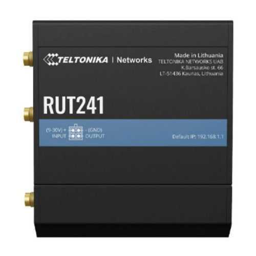 Teltonika RUT241 Industrial 4G LTE Cellular Router for IoT and M2M Uses with Wi-Fi Access (Black)