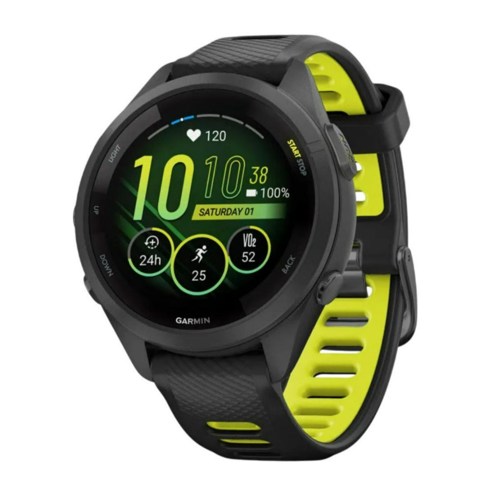 Garmin Forerunner 265S Black Bezel and Case AMOLED GPS Running Smartwatch (Black and Amp Yellow)