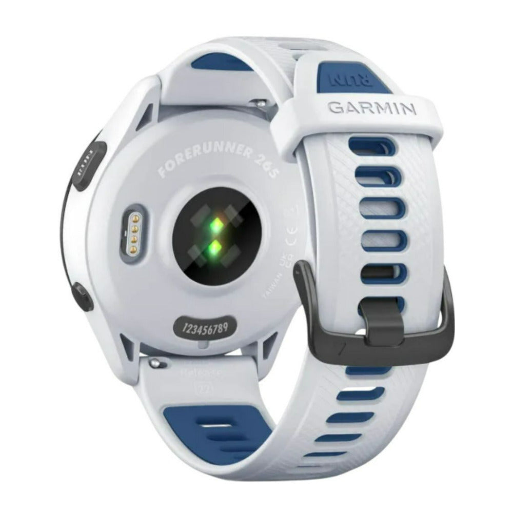Garmin Forerunner 265 Black Bezel with Whitestone Case GPS Smartwatch (Whitestone and Tidal Blue)