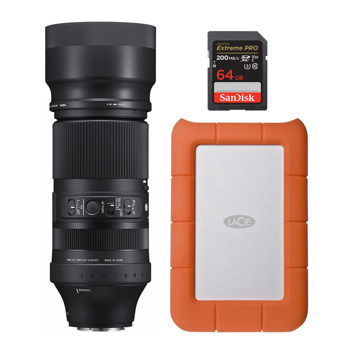 Sigma 100-400mm F5-6.3 DG DN OS Contemporary Lens for Fujifilm X Mount and Hard Drive Bundle