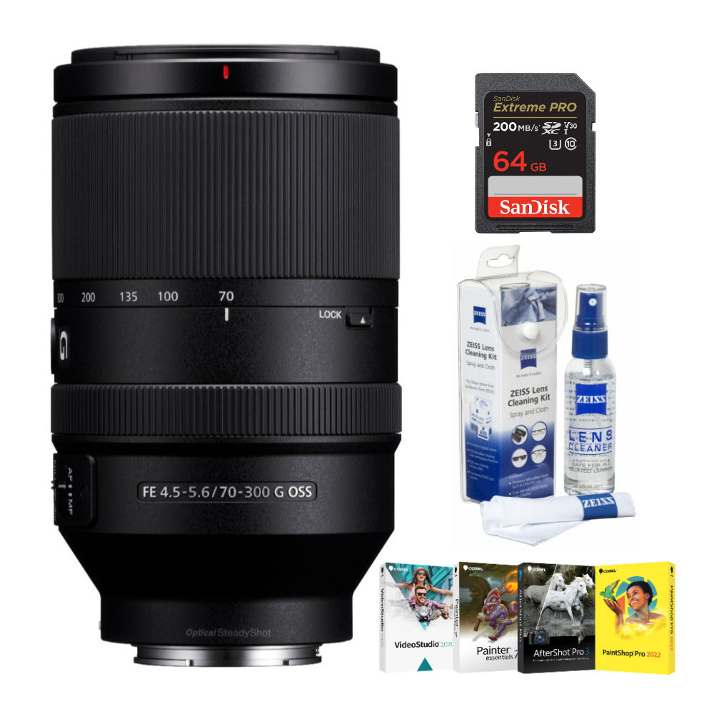 Sony FE 70-300mm f/4.5-5.6 G OSS E-Mount Telephoto Zoom Lens with Software Suite Bundle