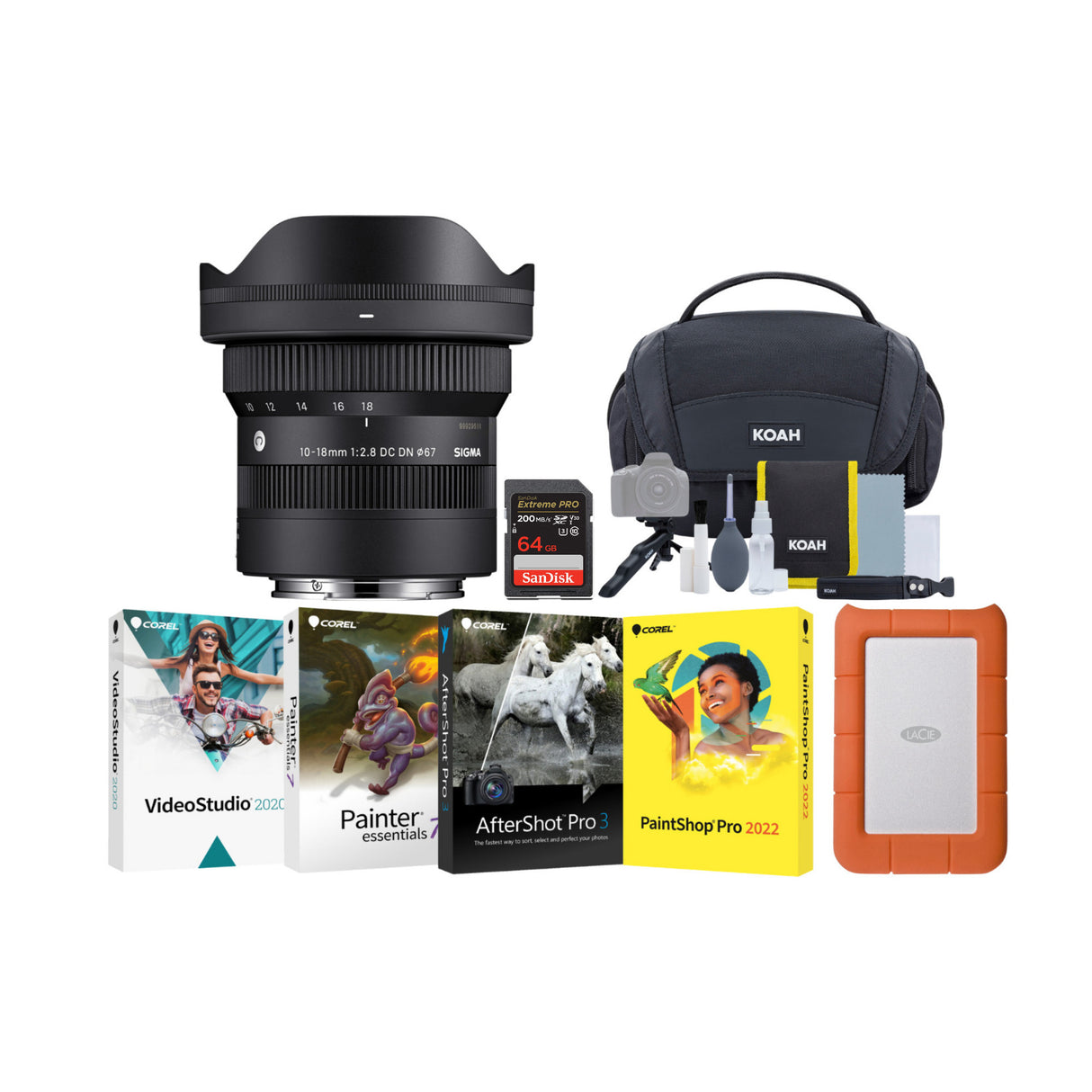 SIGMA 10-18 mm F2.8 DC DN Ultra-Wide Zoom Lens for Sony E Mount with 1TB Portable Hard Drive Bundle