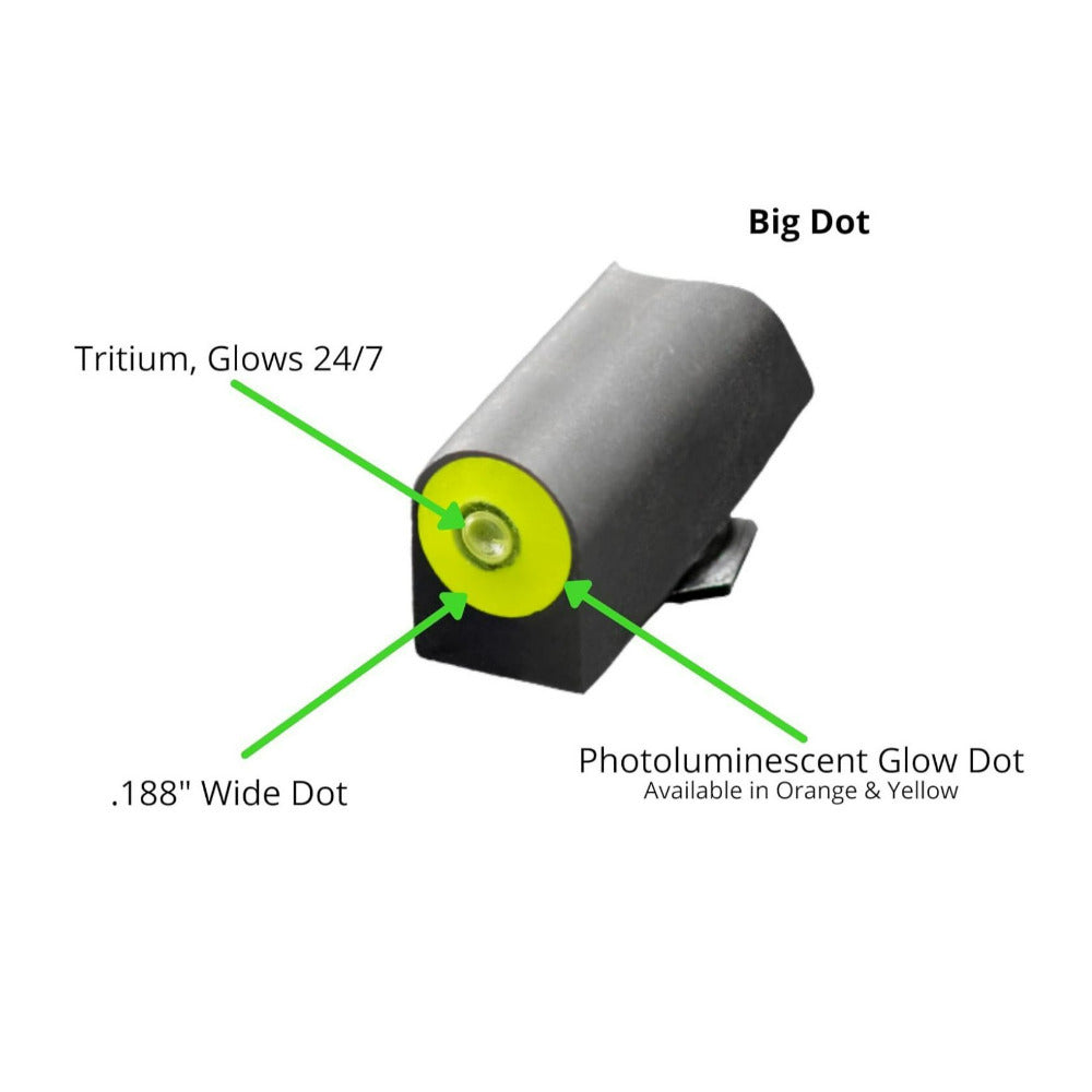 XS SIGHTS DXT2 Big Dot Tritium Front and Rear Night Sight for Glock 42, 43, 43X, and 48 (Yellow)
