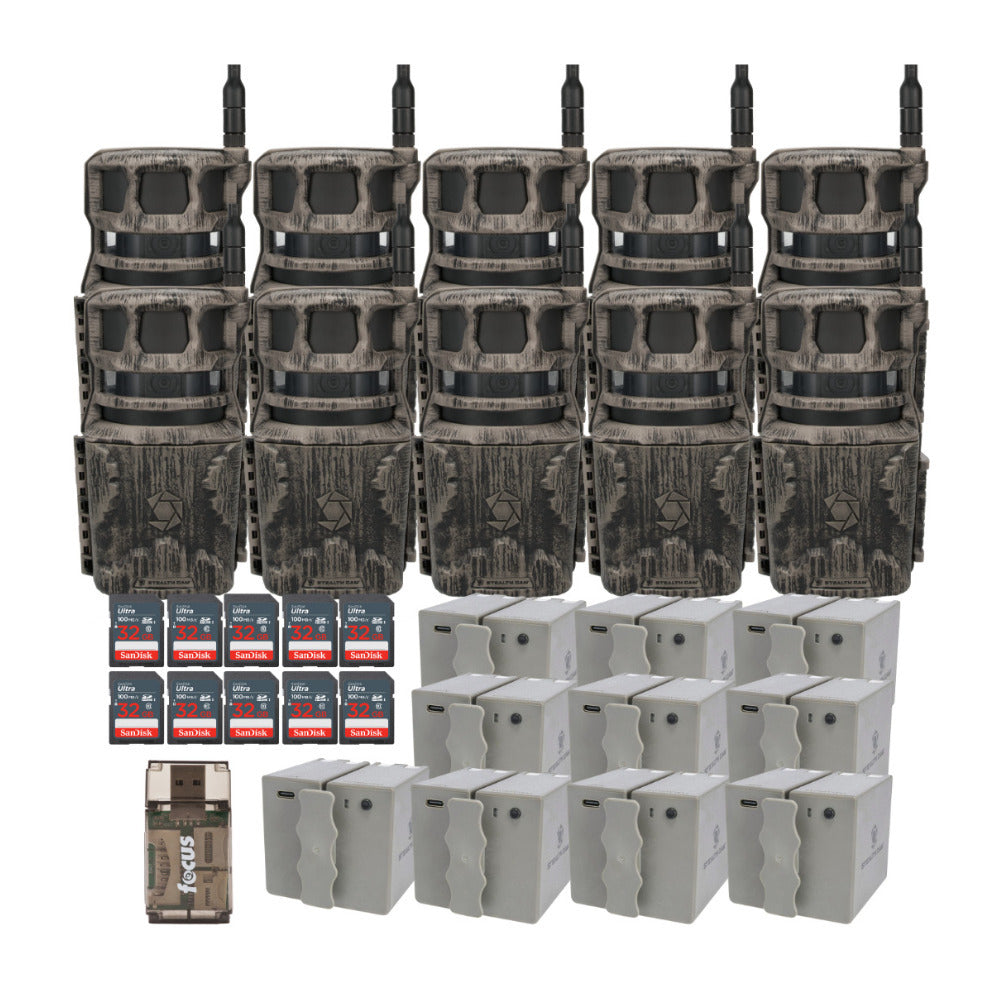 Stealth Cam Revolver 40MP 360-Degree Cellular Trail Camera with 0.25-Inch Mount (10-Pack) Bundle