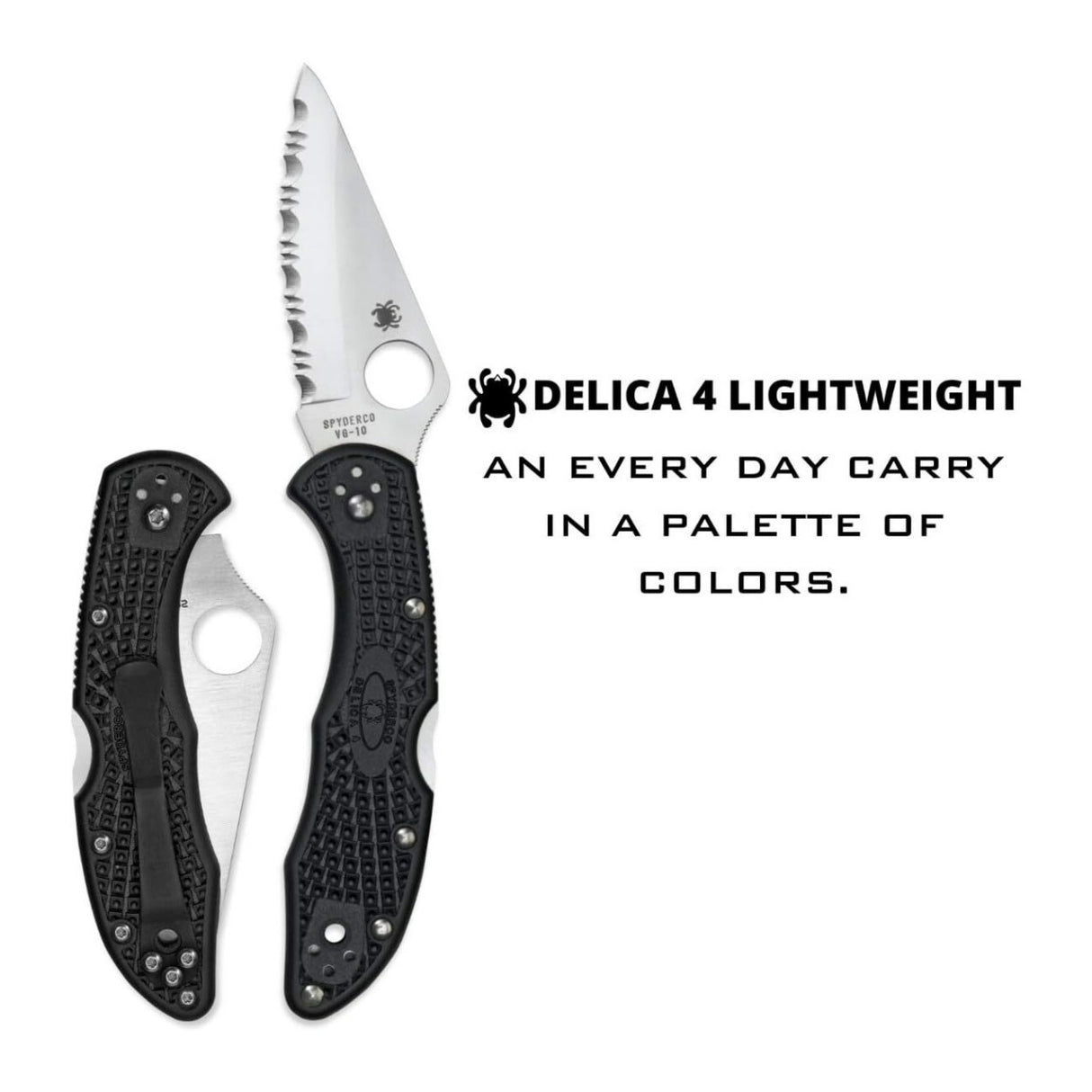 Spyderco Delica 4 Lightweight Serrated SpyderEdge Signature Folding Knife with FRN Handle (Black)
