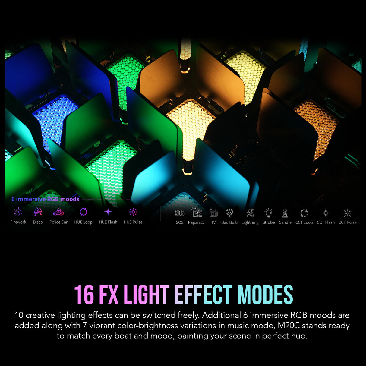 Zhiyun FIVERAY M20C RGB LED Light (Combo Version) with Stand for Ring Light Kit Bundle