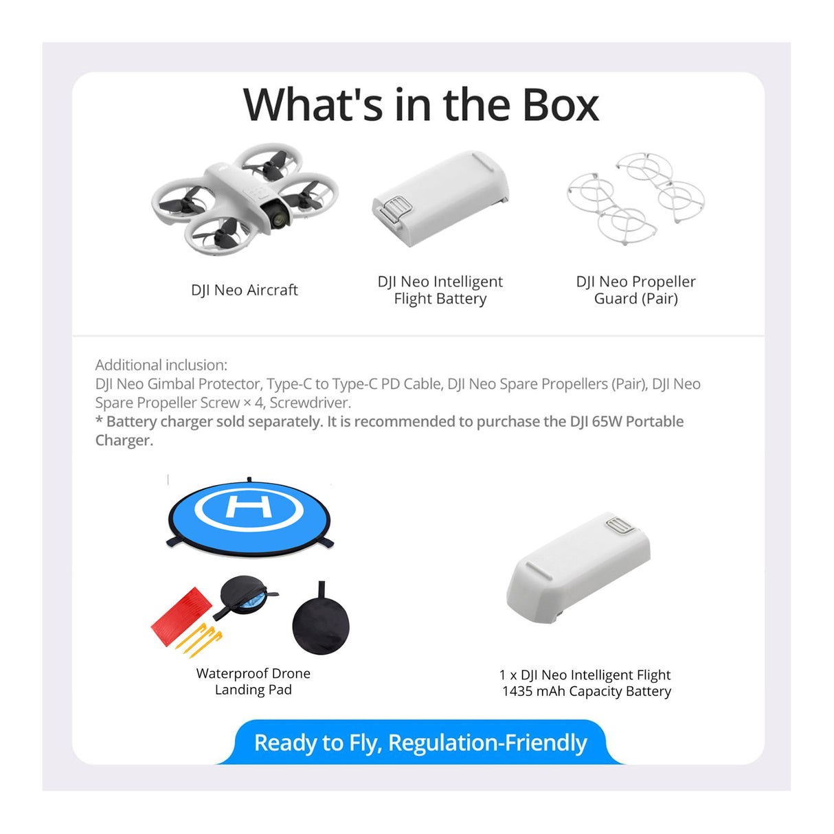 DJI Neo Palm Sized Lightweight Drone with Extra Intelligent Flight Battery and Drone Landing Pad