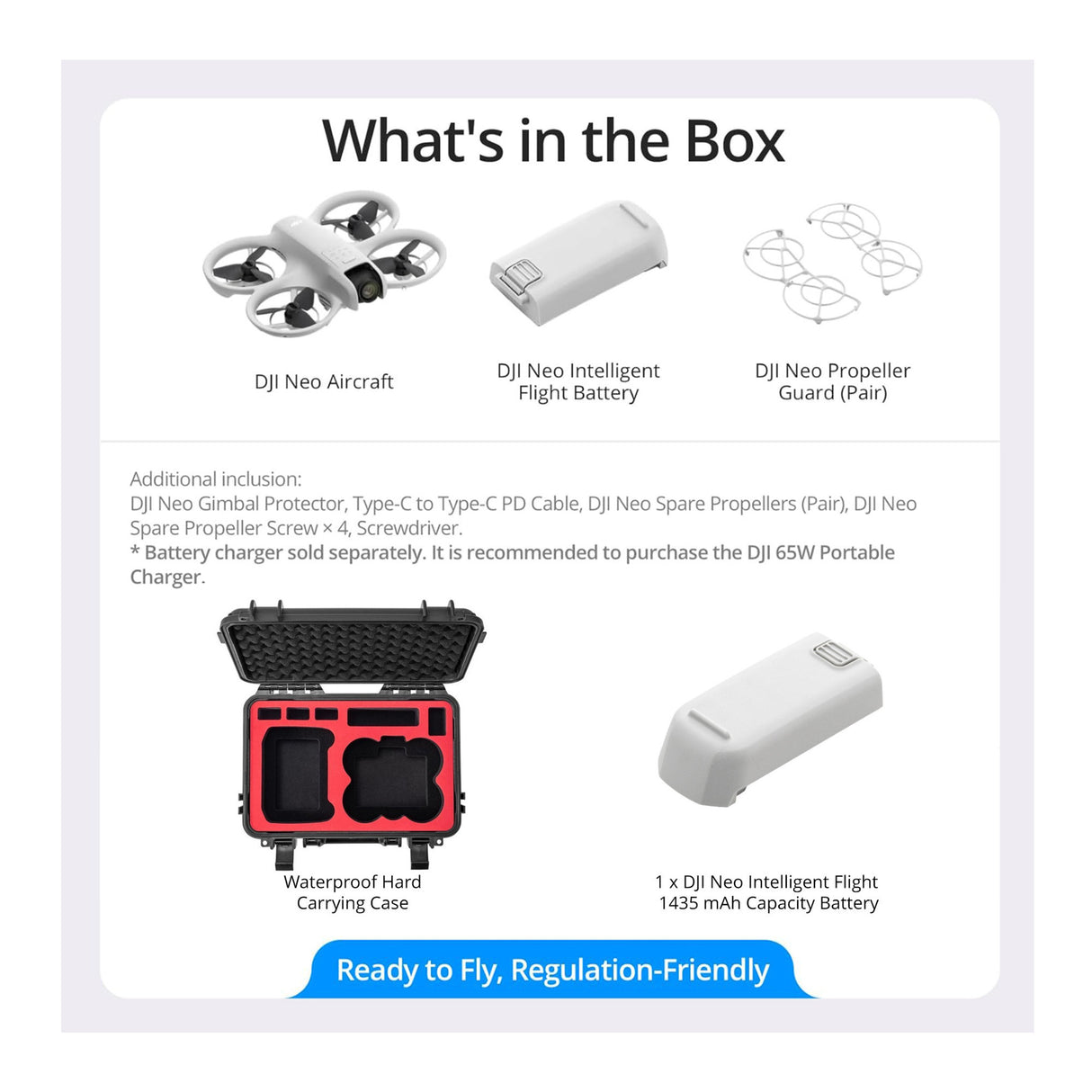 DJI Neo Palm Sized Lightweight Drone with an Extra Intelligent Flight Battery and Hard Case