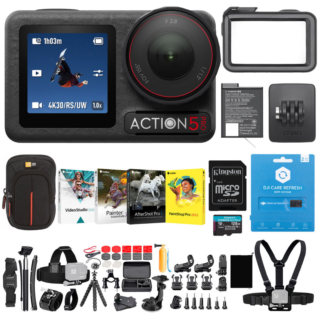 DJI Osmo Action 5 Pro Adventure Combo Deluxe Accessory Bundle with Refresh 2-Year Plan Card