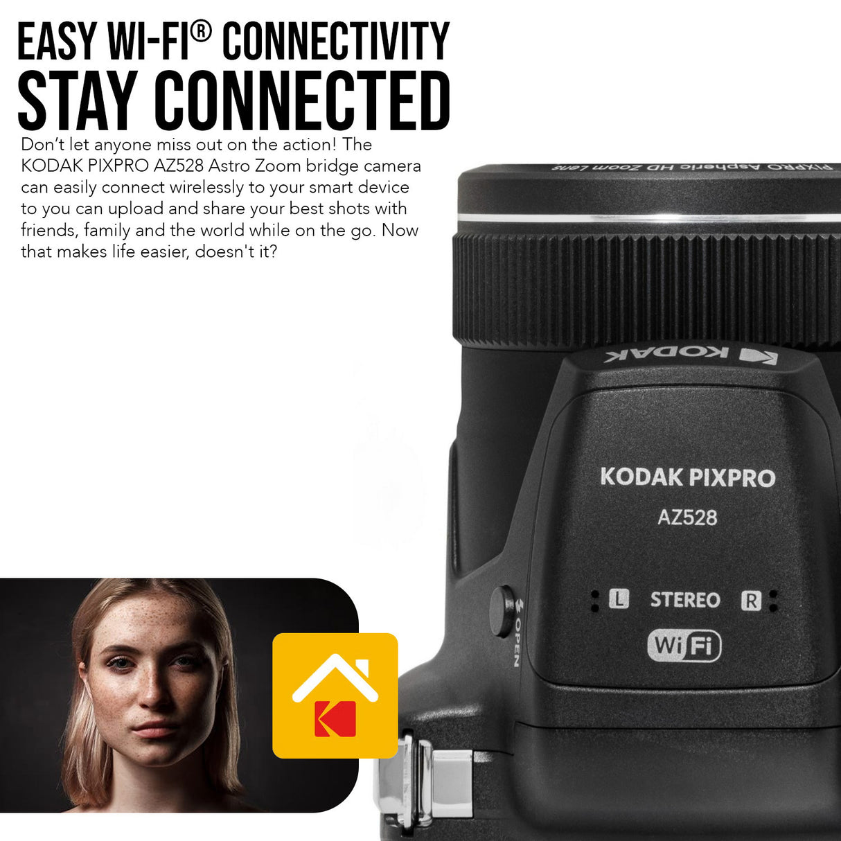 Kodak PIXPRO AZ528 16MP Astro and 52x Optical Zoom Digital Camera (Black) with 128GB SD Card Bundle