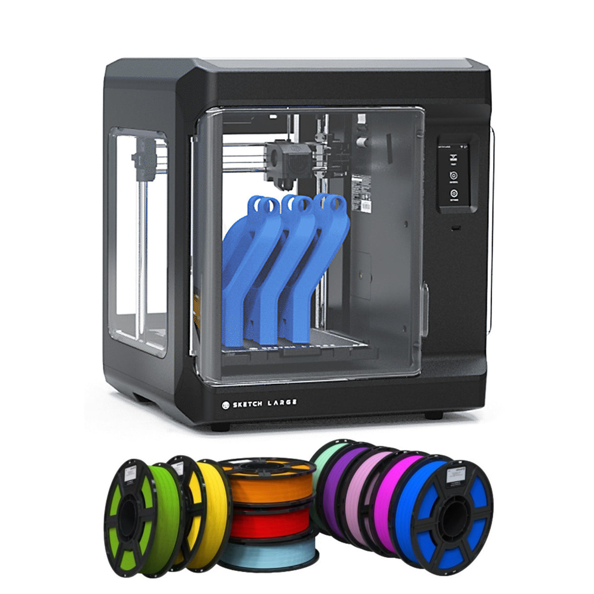MakerBot Sketch 3D Printer (Black, Large) with 900-0148A Sketch PLA 1.75mm Rainbow Filament Bundle