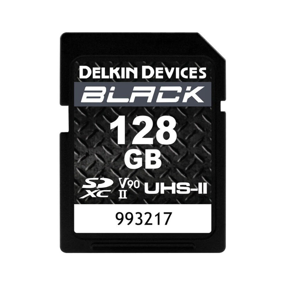 Delkin Devices Black 128GB SD UHS-II Class 10 U3 V90 Memory Card with 300 MBPS Max Read Speed