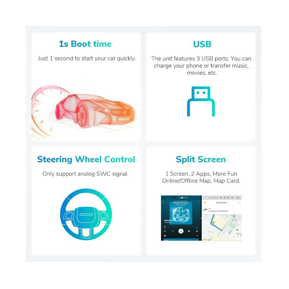 Eonon 6 Plus 64GB Car Stereo for BMW 3 Series with Android 13 System and 9-Inch QLED Touch Screen