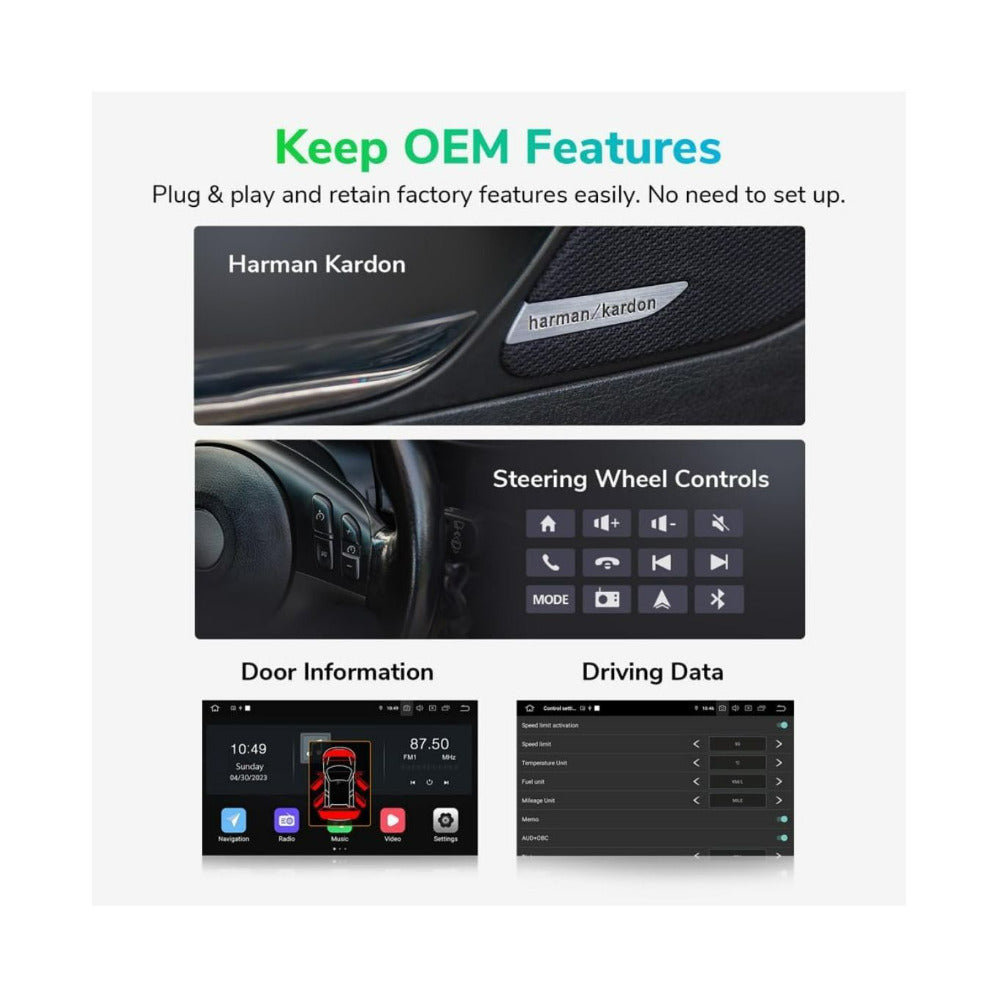Eonon 6 Plus 64GB Car Stereo for BMW 3 Series with Android 13 System and 9-Inch QLED Touch Screen