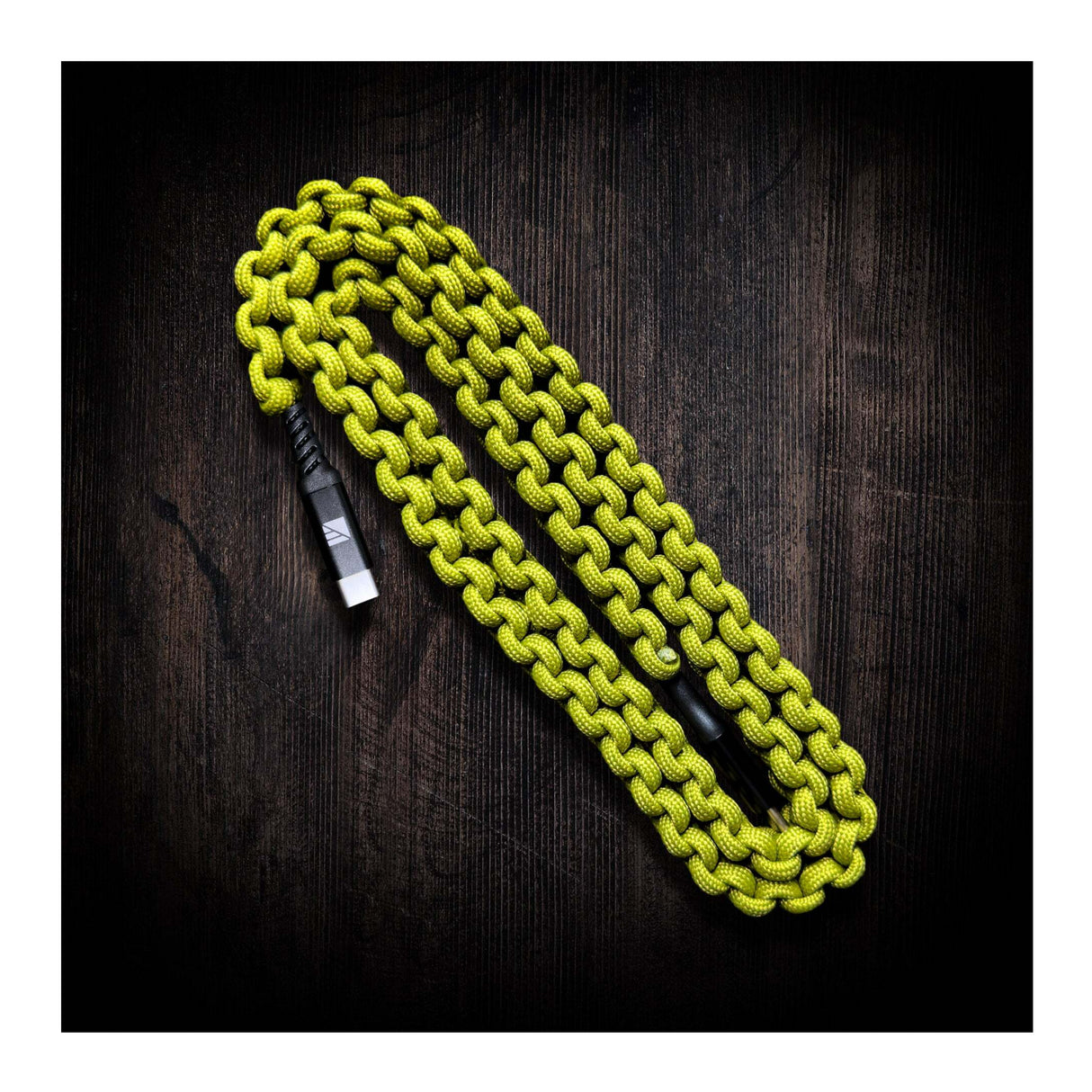 Dark Energy 6 Feet USB-C to USB-C Paracord Cable with Leather Strap and 6 Armor Levels (Green)