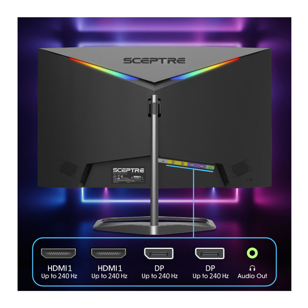 Sceptre 25-Inch 1080P FHD 1ms Blur Reduction Curved Gaming Monitor with 240Hz Refresh Speed (Black)