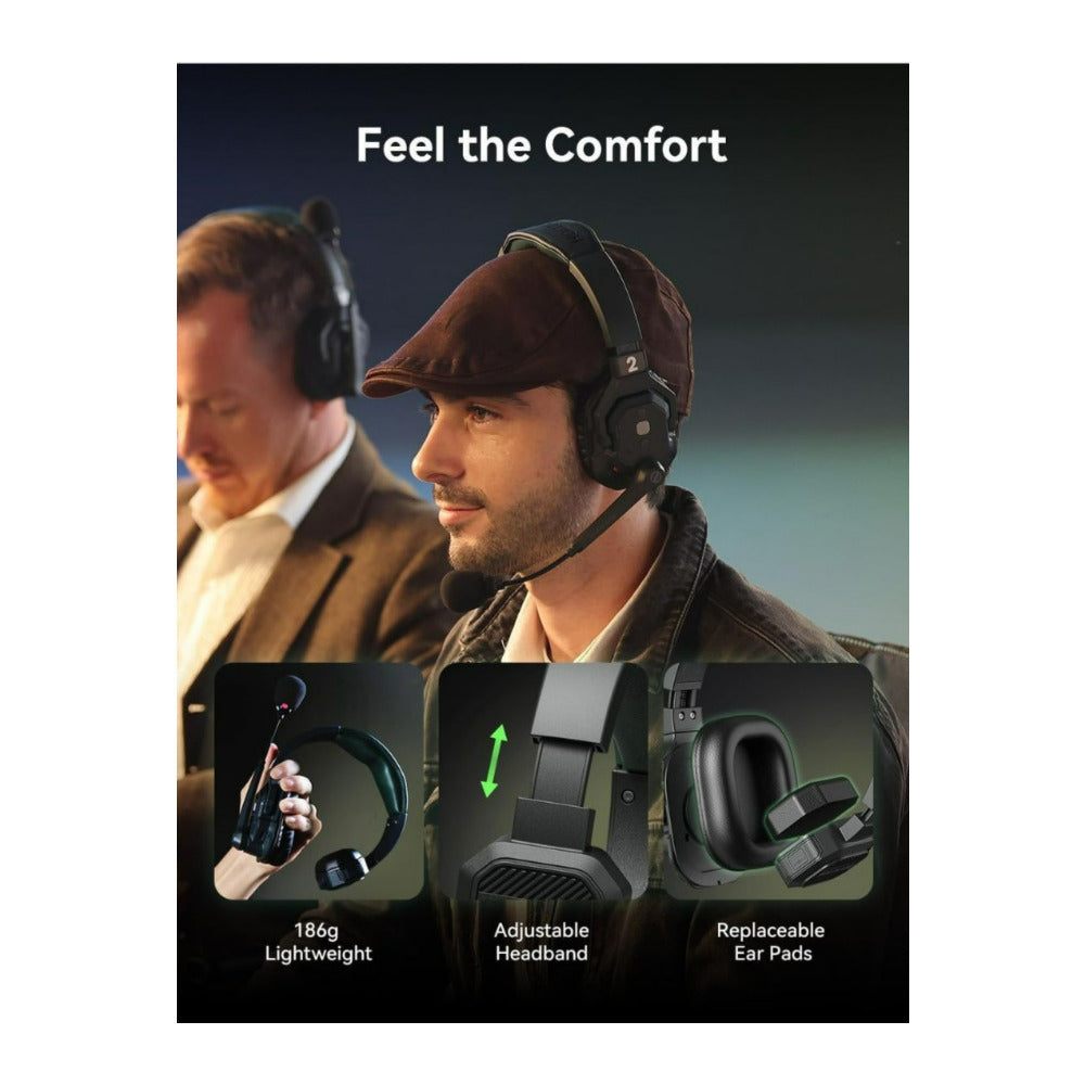 Hollyland Solidcom SE Pro 2S Full-Duplex Wireless Intercom Headset System (1.9 GHz, Green)