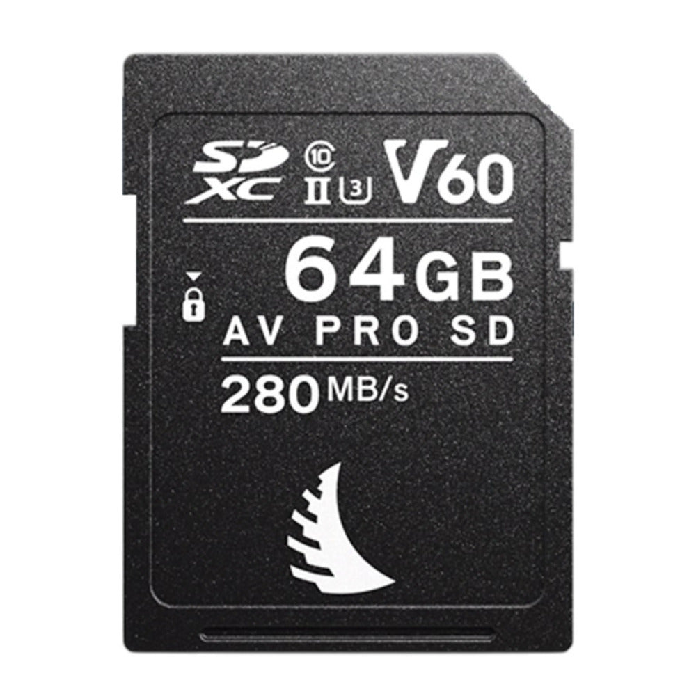 Angelbird AV Pro SD V60 SDXC UHS-II Memory Card with Stable Stream Technology (64GB, Black)