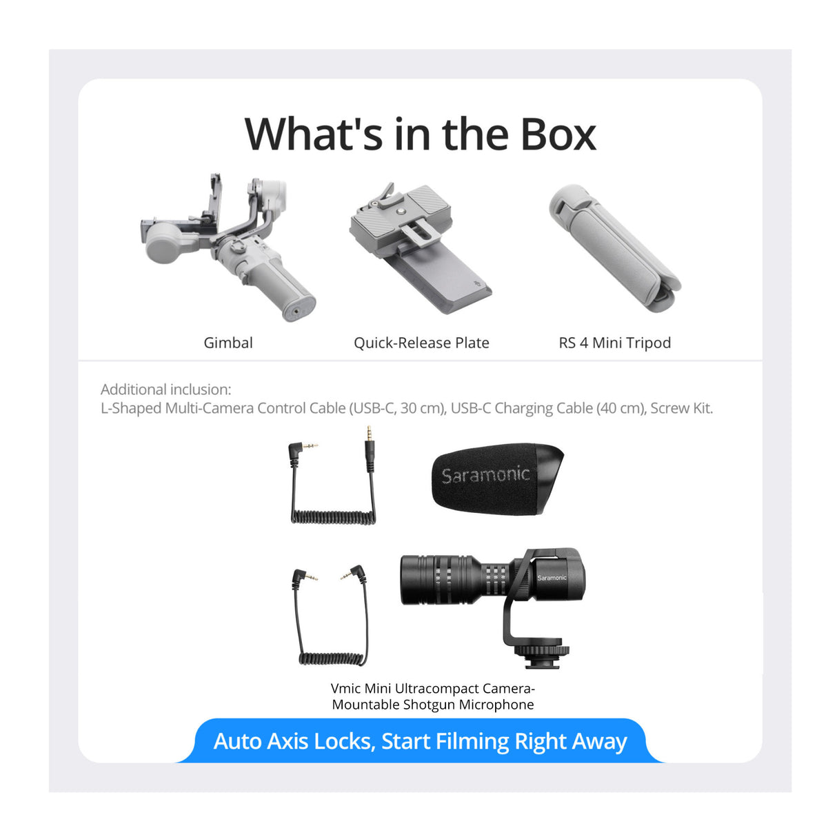 DJI RS 4 Mini Gimbal Stabilizer for Cameras with VMic Mini Ultracompact Camera-Mountable Shotgun Mic