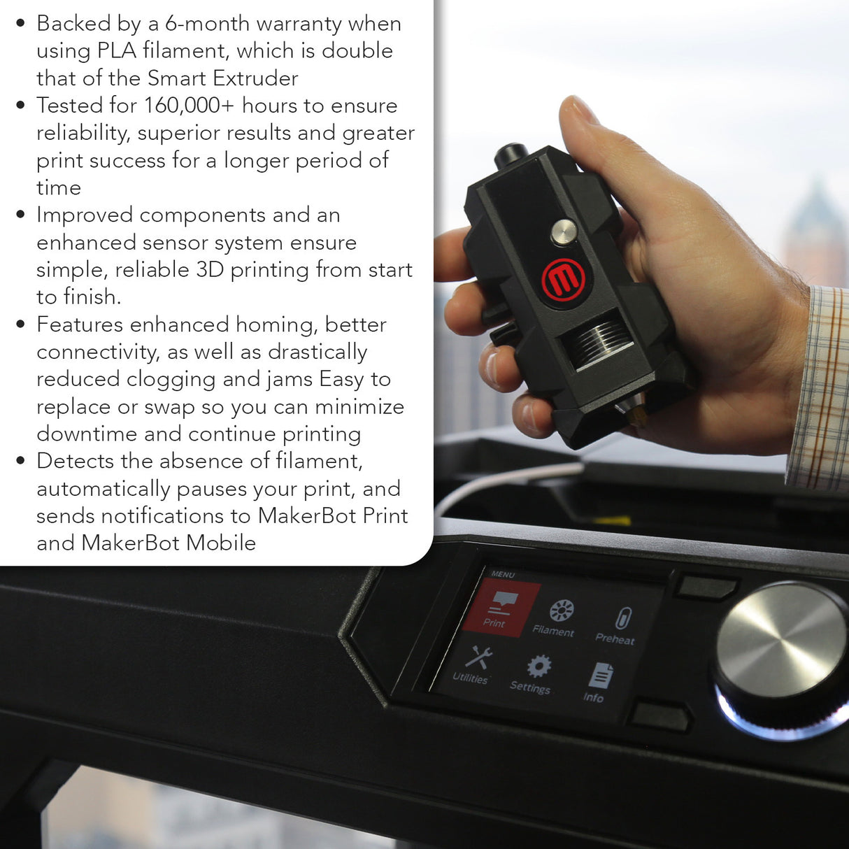 MakerBot Smart Extruder Plus for PLA Filament and Replicator Plus Printers with Small Spools Bundle