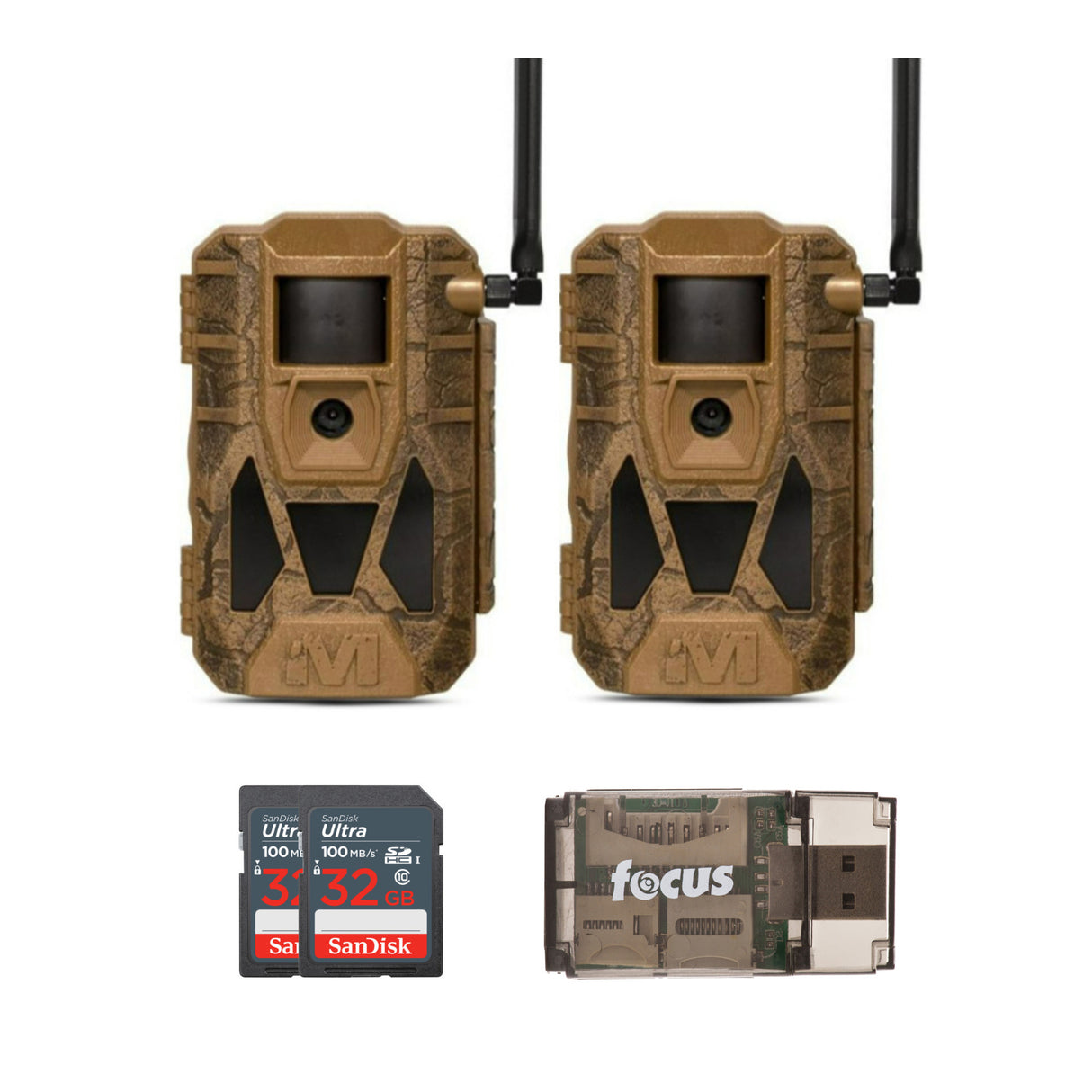 Muddy Matrix 2.0 Dual Network Cellular Camera (Brown, 2-Pack) with 2 x 32GB Memory Card Bundle