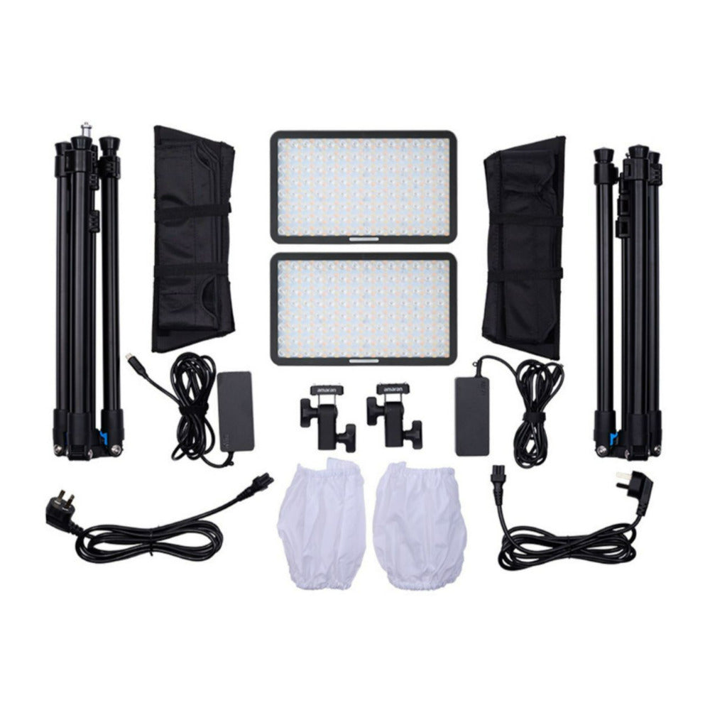 amaran Pano 60c 60W Output RGBWW Full Color Panel 2-Light Kit with 12 Lighting Effects (Charcoal)