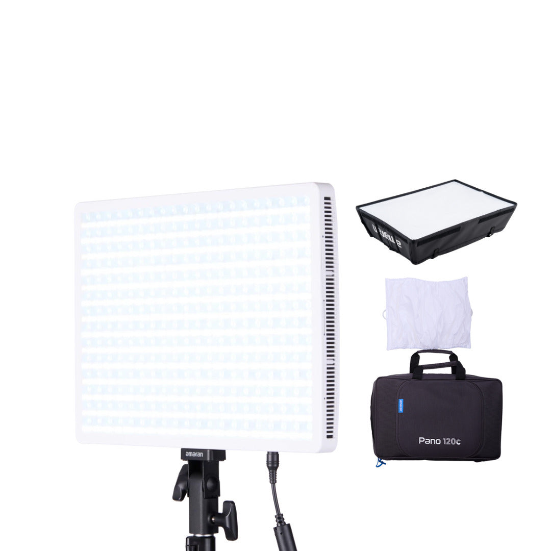 amaran Pano 120c Compact 120W Output RGBWW Full Color Panel Light All-In-One Creator Kit (White)