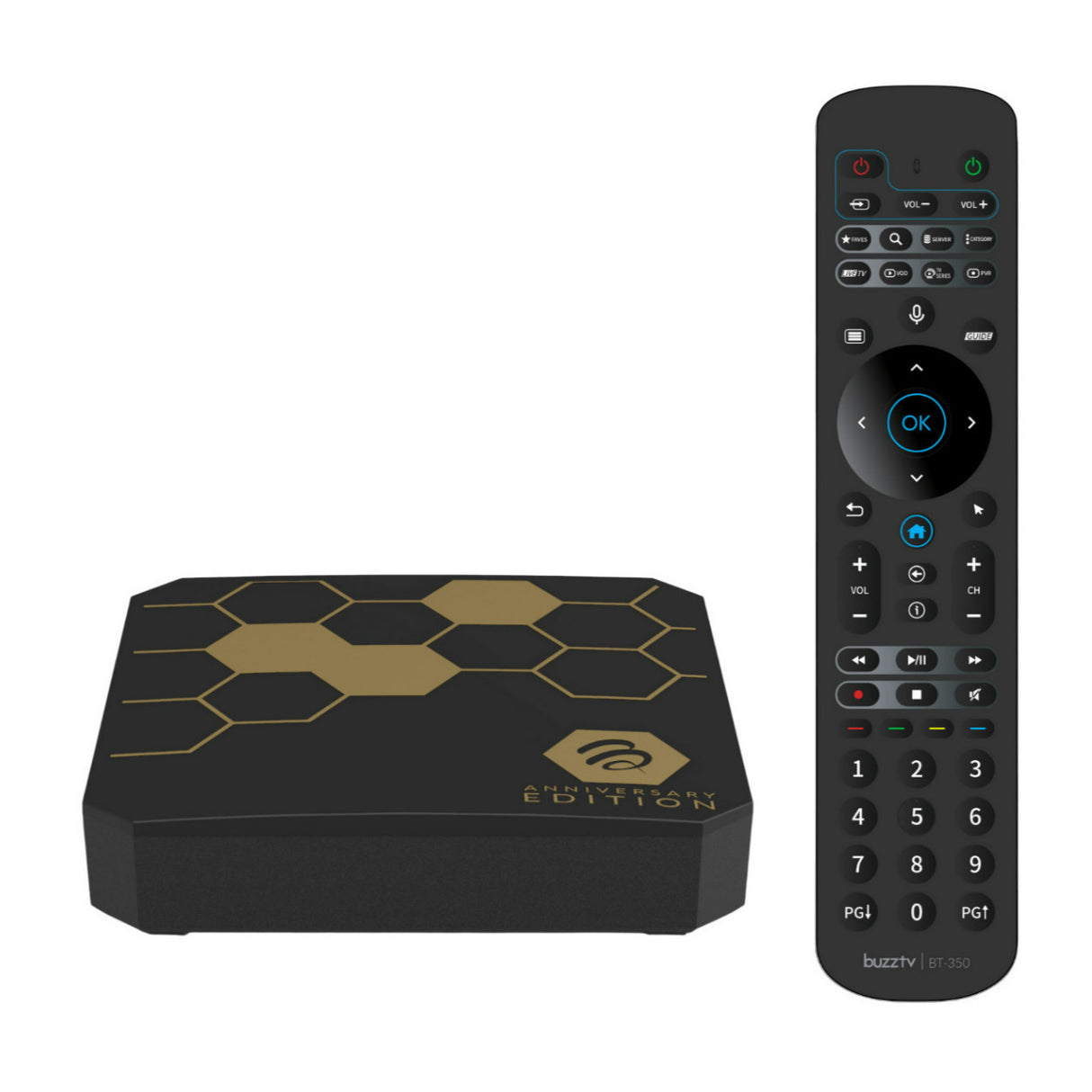 BuzzTV Classic Anniversary Edition Streaming Media Player with 4GB RAM (Gloss Black and Gold)