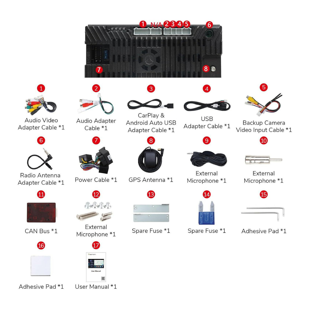 Eonon E39 Android 13 Wireless Apple CarPlay and Android Auto Car Stereo with 2GB RAM and 32GB ROM