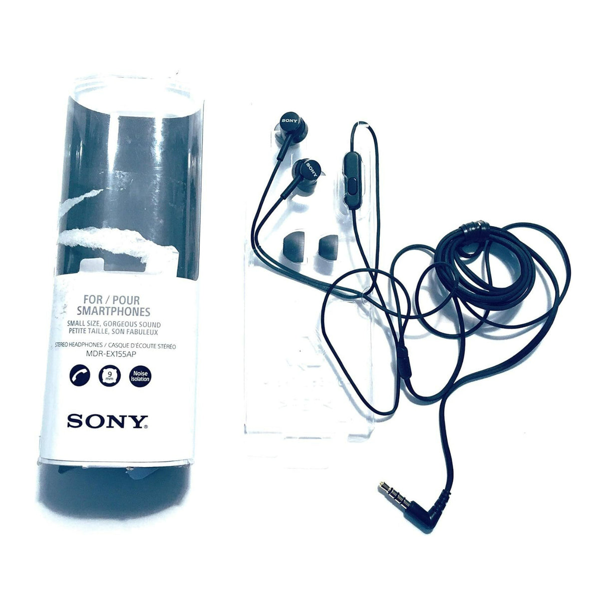 Sony MDR-EX155AP Wired In-Ear Headphones with Microphone and 9mm Dome-Type Neodymium Drivers (Black)