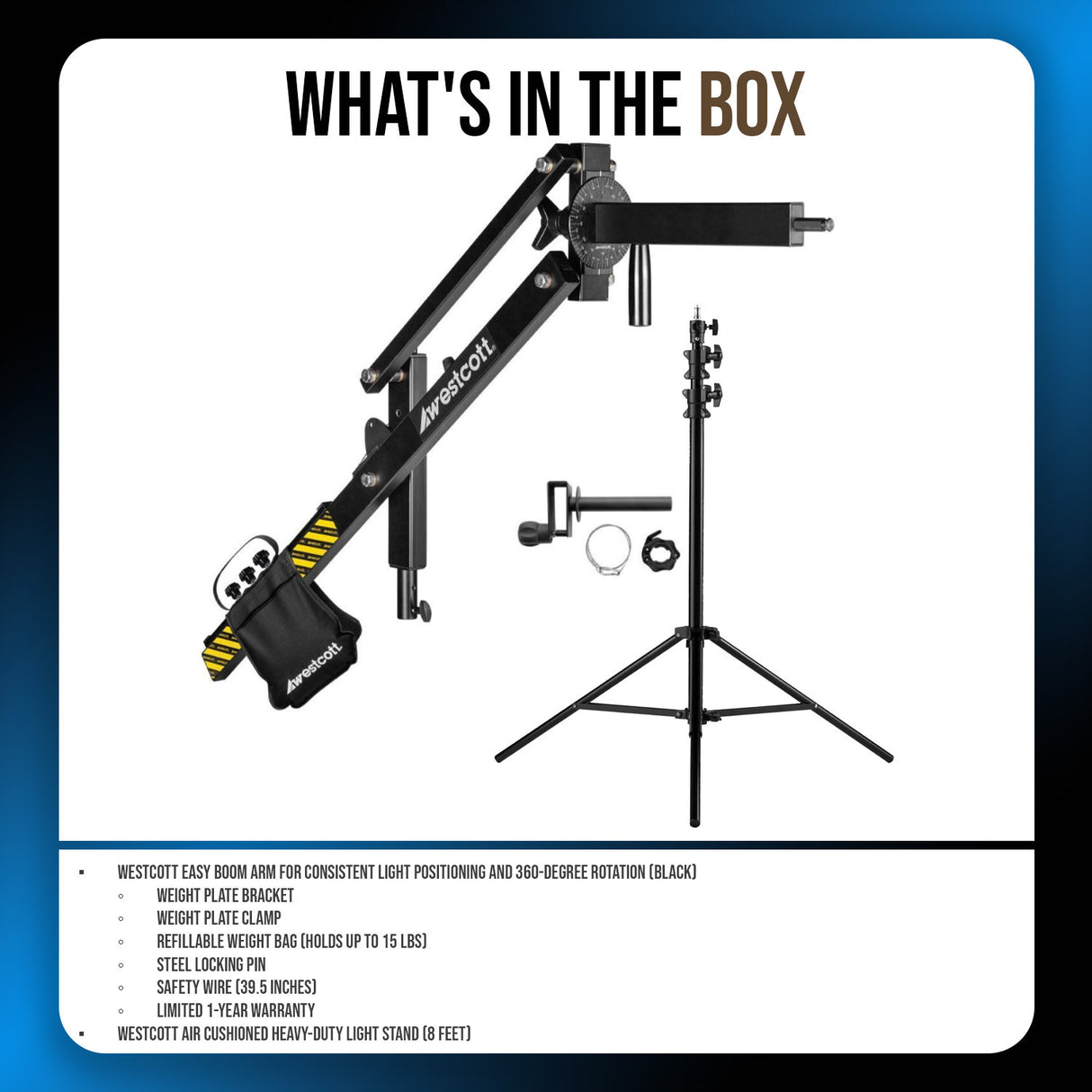 Westcott Easy Boom Arm for Consistent Light Positioning and 360-Degree Rotation (Black) Bundle