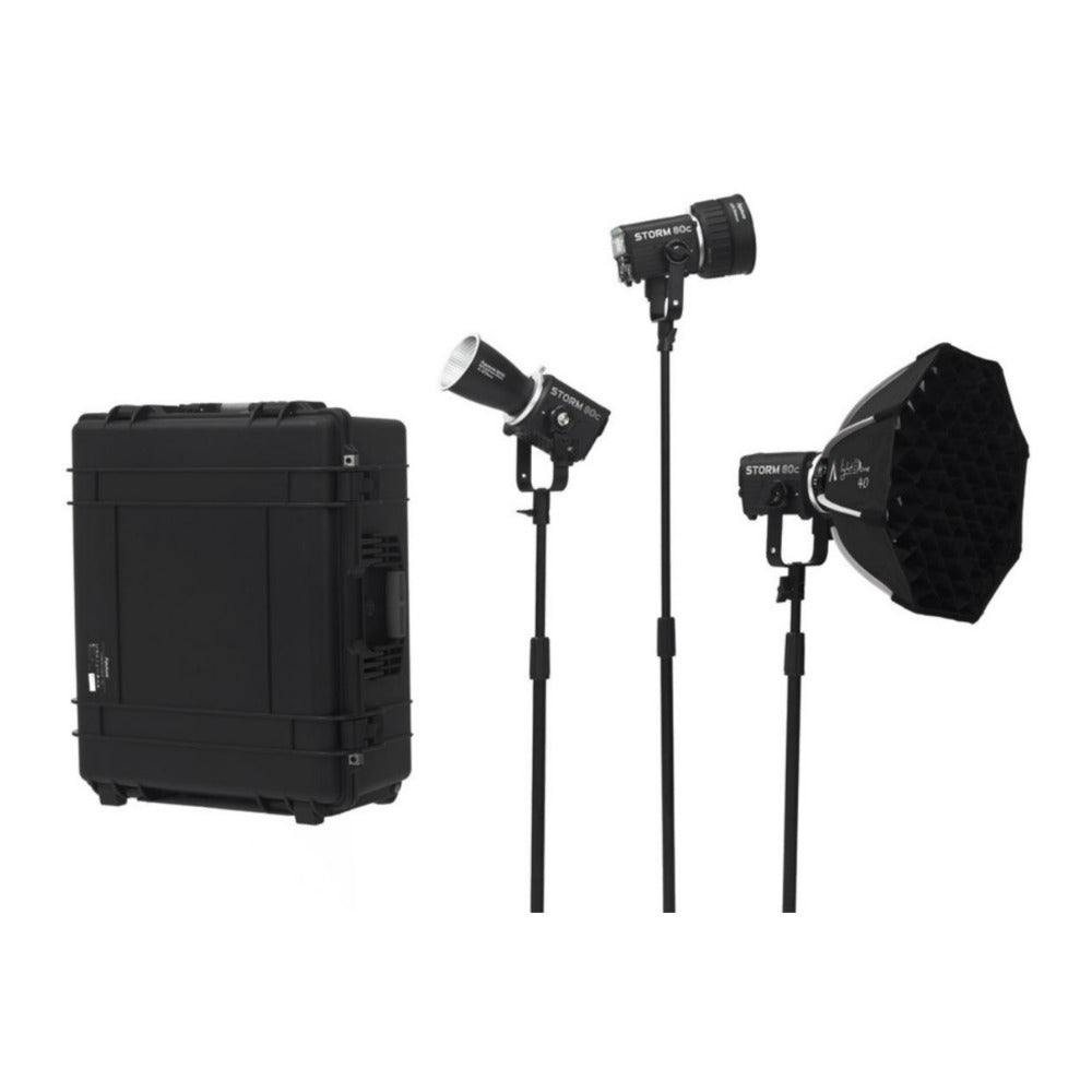 Aputure STORM 80c Portable 3-Light Kit with ProLock Hyper Reflector and Mount Protection Cover