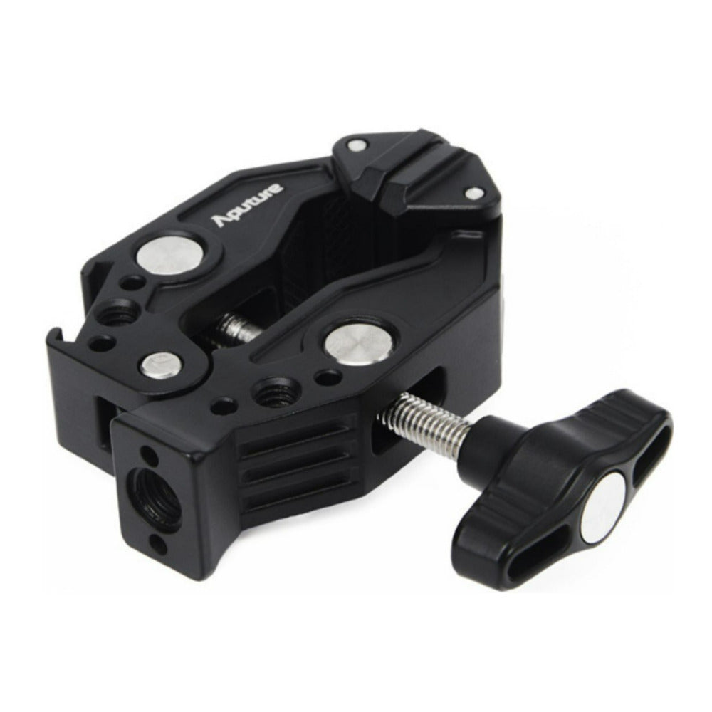 Aputure Super Mounting Clamp with Cold Shoe and Threads for Securing Lights and Accessories (Black)