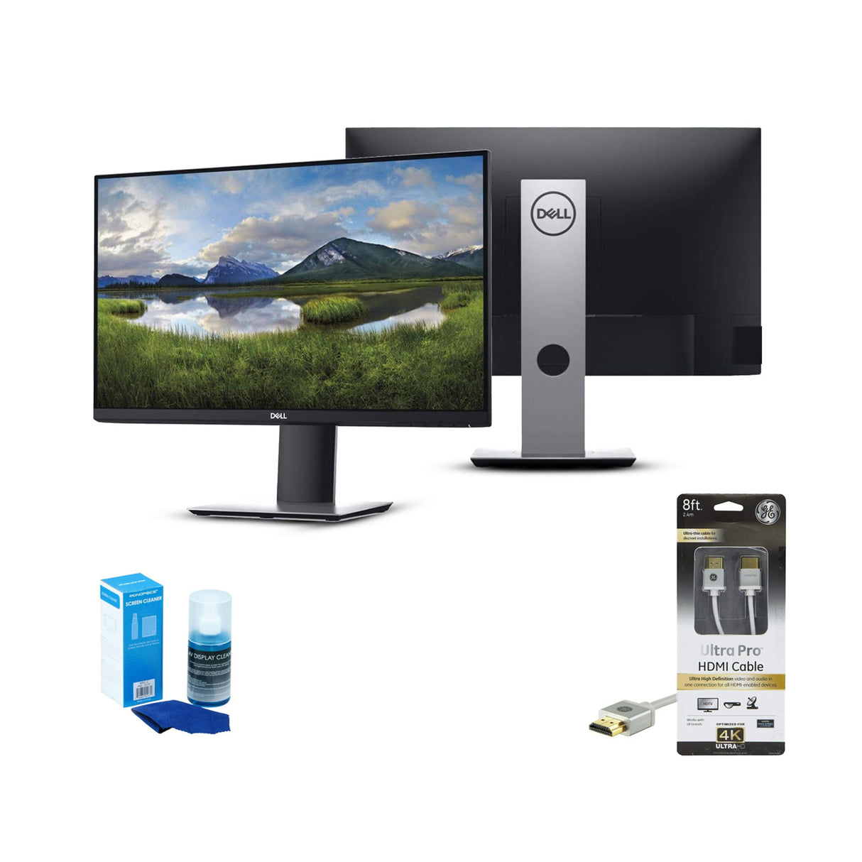 Dell P2219H 21.5-Inch FHD IPS Display Monitor (Black and Silver, Refurbished) with HDMI Cable Bundle