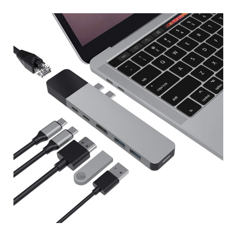 HyperDrive NET 6-In-2 USB-C Hub for Data Transfer, Video Output, and Power Delivery (Space Gray)