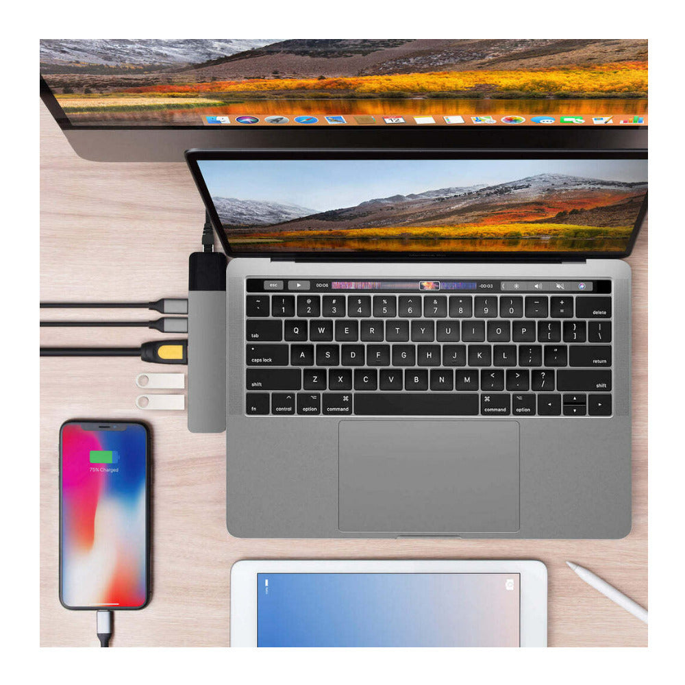 HyperDrive NET 6-In-2 USB-C Hub for Data Transfer, Video Output, and Power Delivery (Space Gray)
