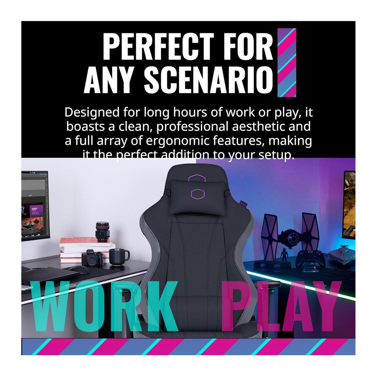 Cooler Master Caliber X1C Cooling Series Gaming Chair with Multi-Adjustable 4D Armrest (Black)