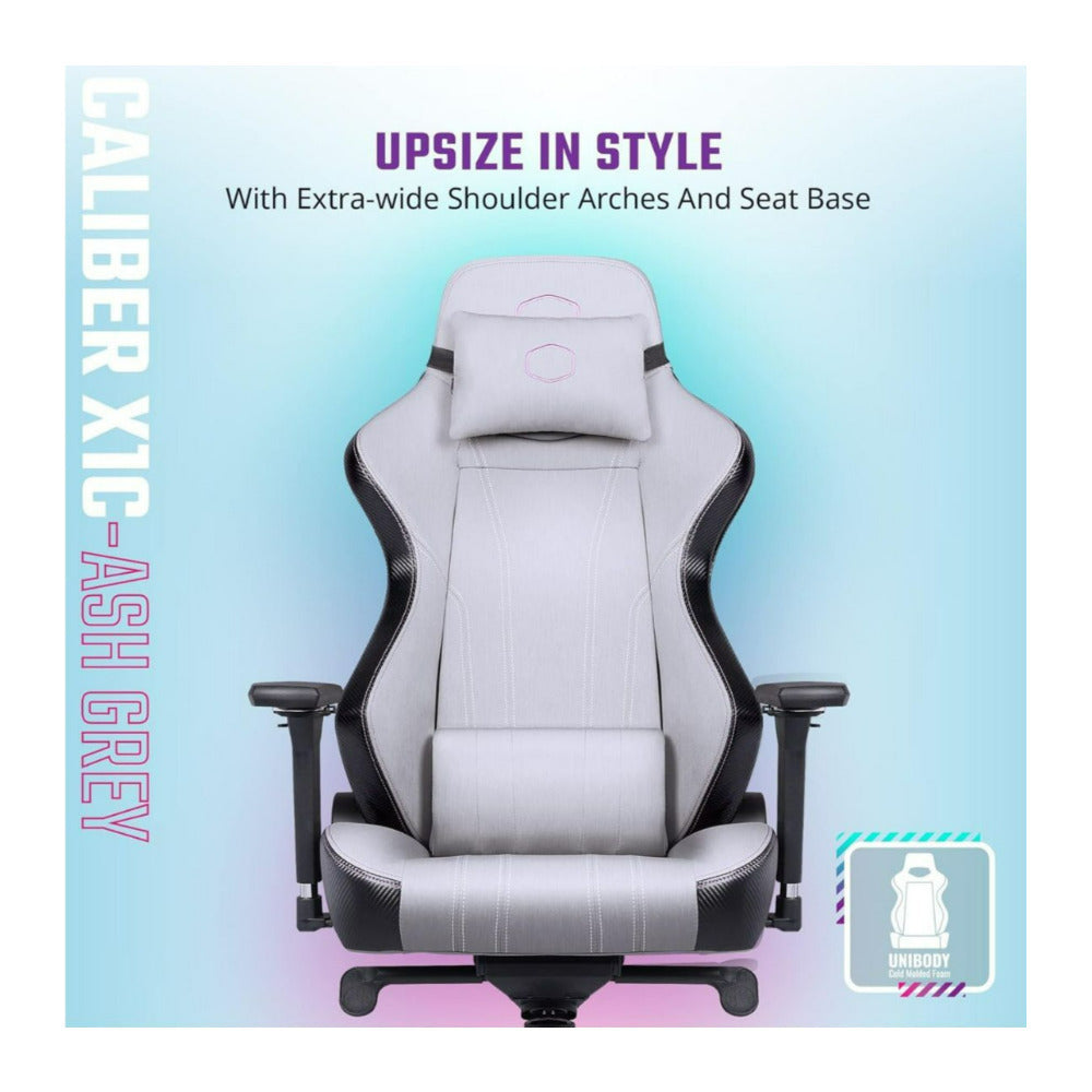 Cooler Master Caliber X1C Cooling Series Gaming Chair with Multi-Adjustable 4D Armrest (Gray)