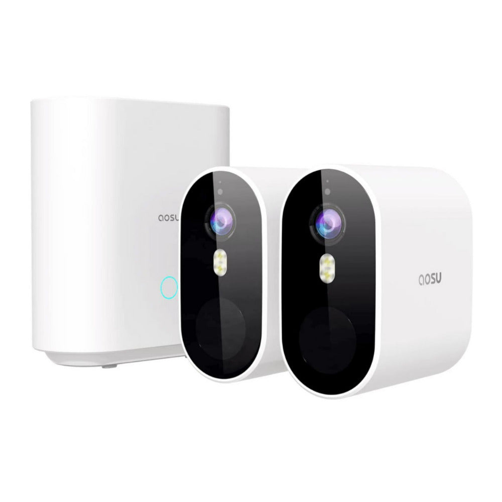 AOSU Security WirelessCam System Pro 2-Cam Kit with 2K Resolution and 32GB Memory (White)