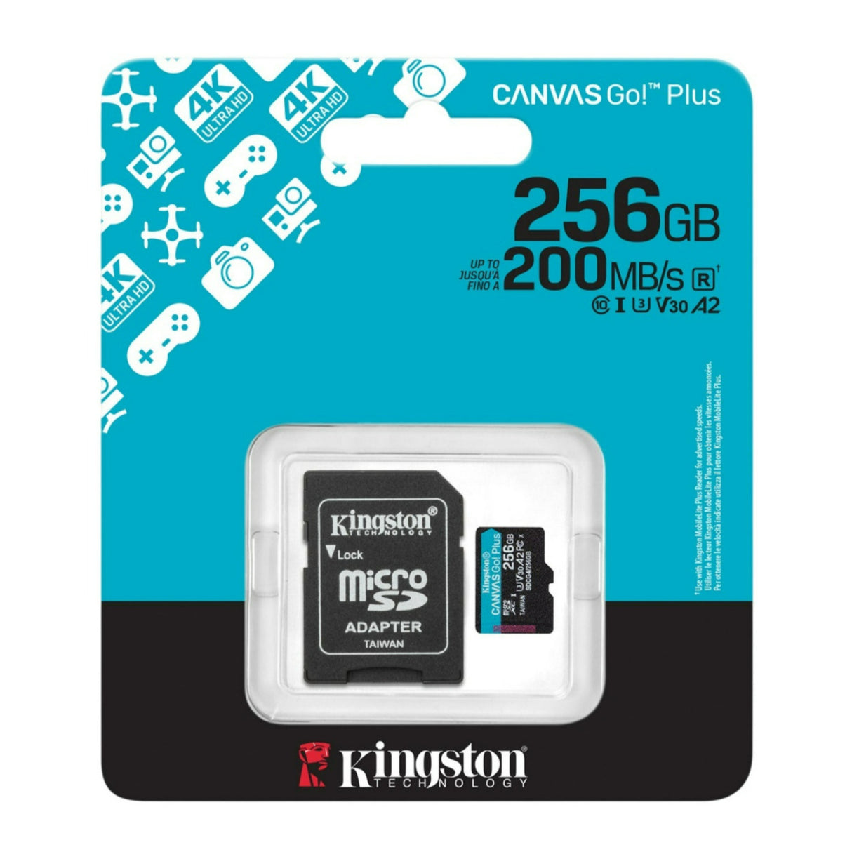 Kingston Canvas Go Plus U3 V30 A2 microSD Card with SD Adapter and 200MBPS Read Speed (256GB)