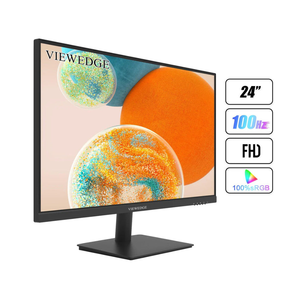 Viewedge 24 Inch Full HD (1920x1080) Flat VA Monitor, 178 degrees Viewing Angle, 100Hz (Black)