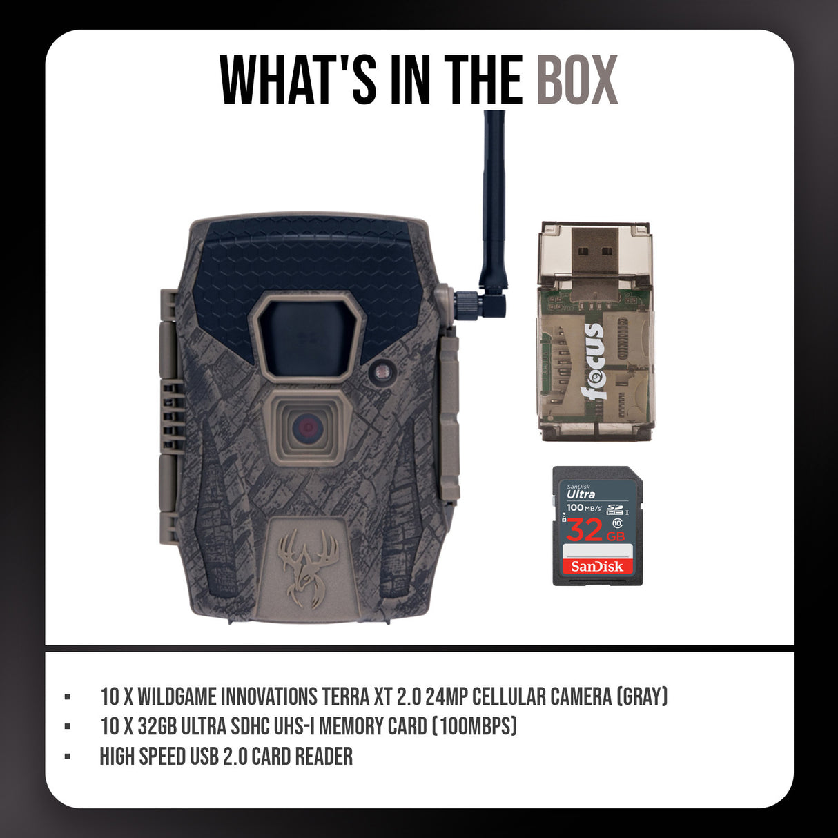 Wildgame Innovations Terra XT 2.0 24MP Cellular Camera with 720p Video (Gray) (10-Pack) Bundle