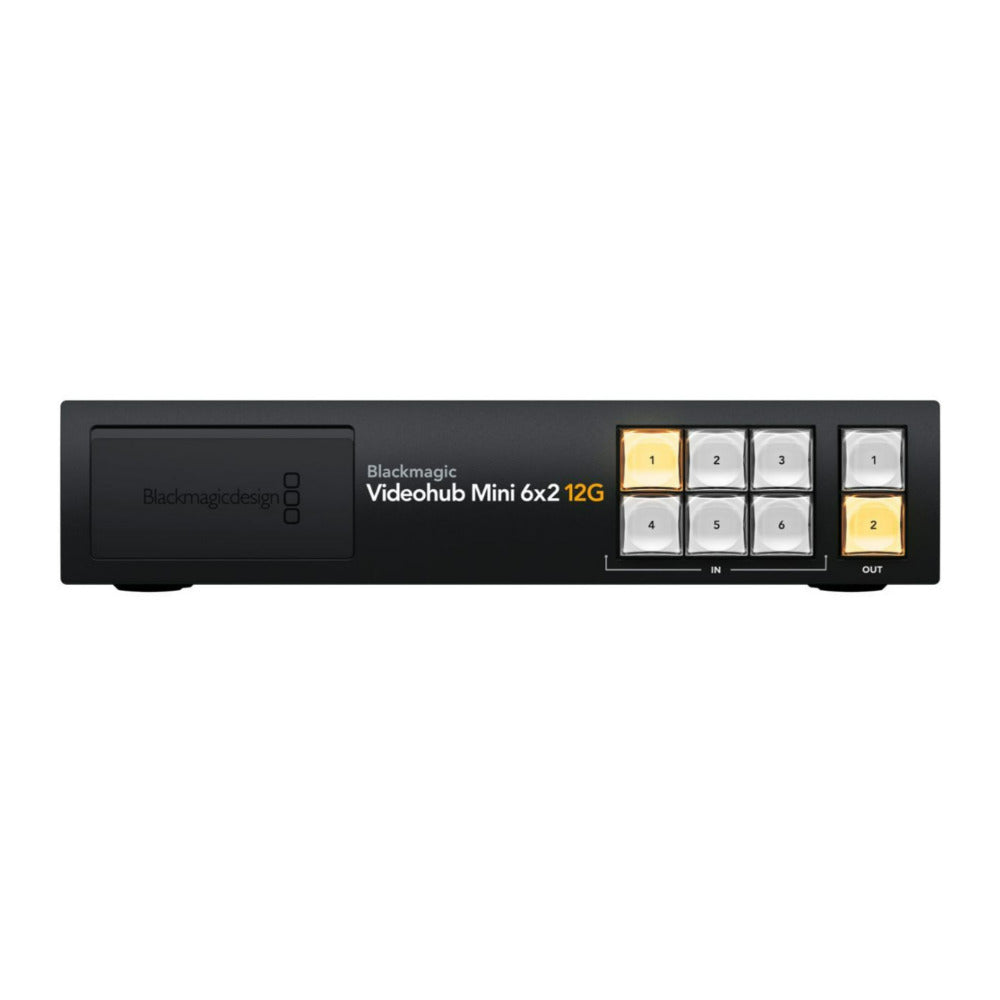 Blackmagic Design Videohub Mini 6x2 12G Zero Latency Video Router with 6 12G-SDI Inputs (Black)