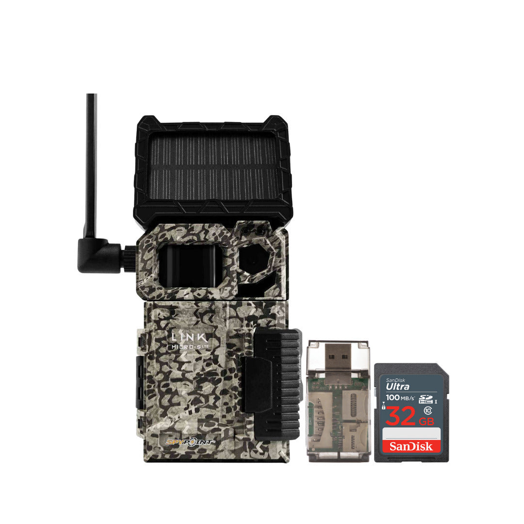Spypoint Link-Micro-S-LTE 10MP Data Transmission Trail Camera (Camouflage) with Memory Card Bundle