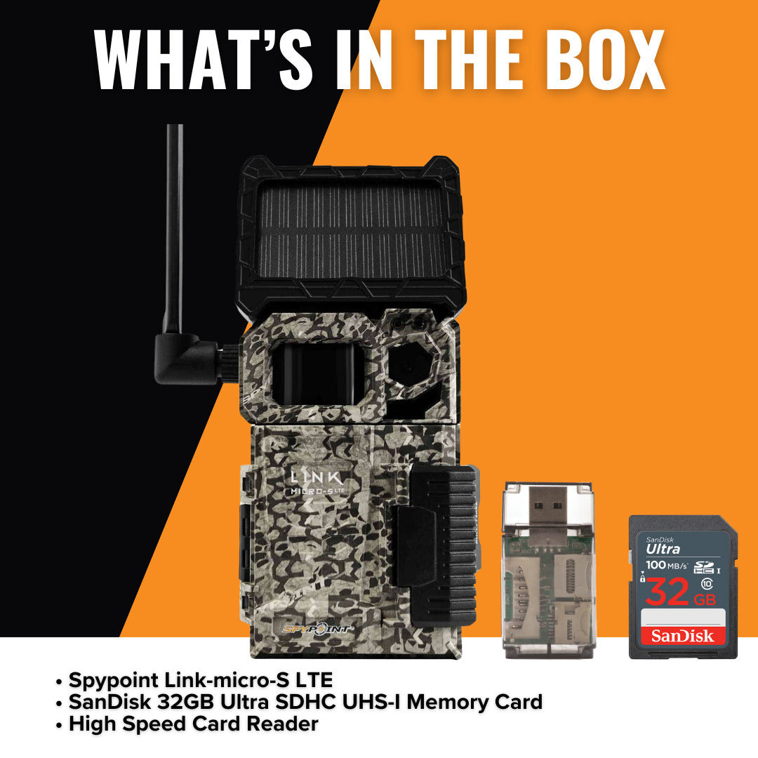Spypoint Link-Micro-S-LTE 10MP Data Transmission Trail Camera (Camouflage) with Memory Card Bundle