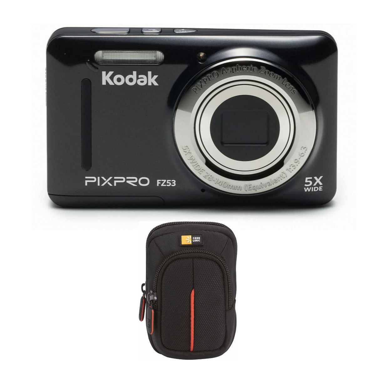 Kodak PIXPRO Friendly Zoom FZ53 Digital Camera (Black) with Portable Camera Case