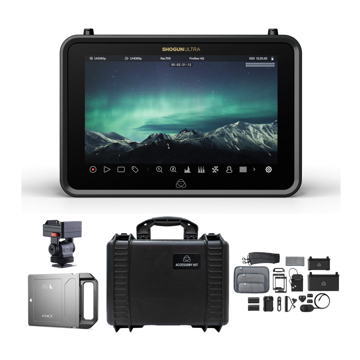 Atomos Shogun Ultra 7-Inch HDR Monitor-Recorder 8K Raw with SSDmini (1TB), Mount and Accessory Kit