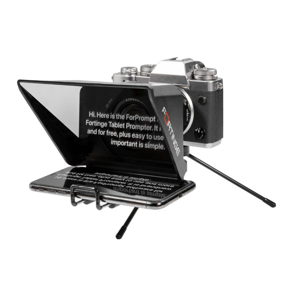 Fortinge Mobile Teleprompter with Six Lens Adapter Rings for DSLR and 5.8-Inch Smartphones